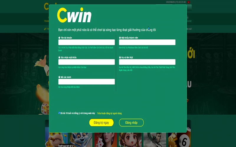 Hướng dẫn đăng ký tài khoản Cwin Casino nhanh chóng